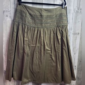 Army Green Prairie Style Embroidered Skirt 16